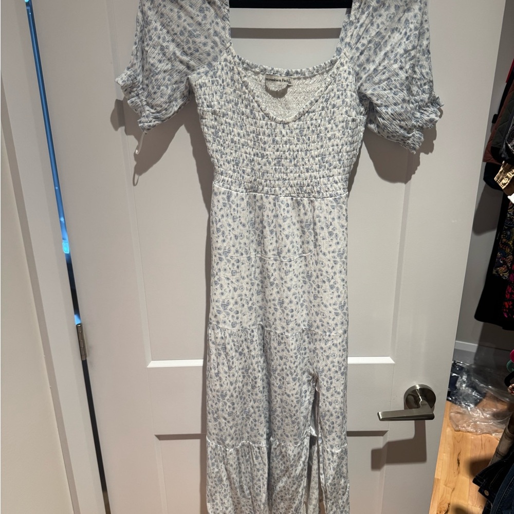 Abercrombie Elegant White and Blue Floral Dress